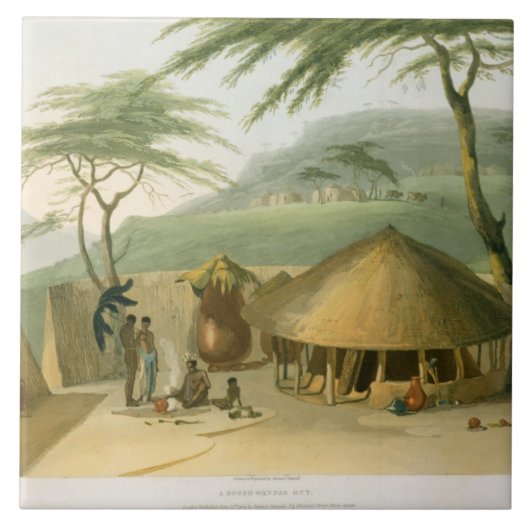 Een Boosh-Wannah Hut, bord 7 van 'African Scenery' Tegeltje (Voorkant)