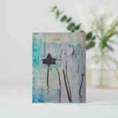 Een boot en een vogel Mixed Media Collage Briefkaart (Staand voorkant)