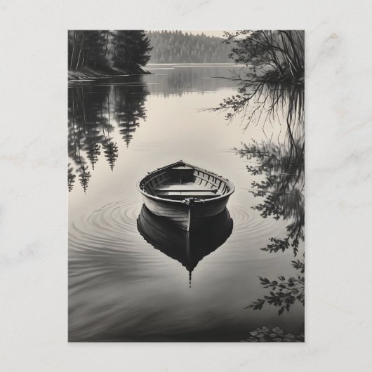 Een boot in de rivier briefkaart (Voorkant)