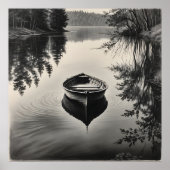 Een boot in de rivier poster (Voorkant)