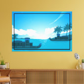 Een boot in het Zee Canvas Afdruk (Insitu (Woonkamer))