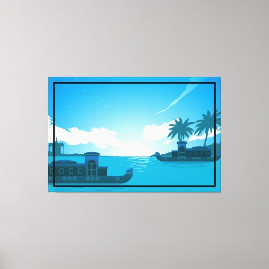Een boot in het Zee Canvas Afdruk (Voorkant)