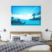 Een boot in het Zee Canvas Afdruk (Insitu (Slaapkamer))
