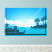 Een boot in het Zee Canvas Afdruk (Insitu (Houten vloer))
