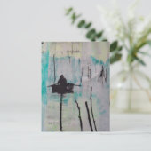 Een boot Mixed media collage Zwart Wit Blauw Briefkaart (Staand voorkant)