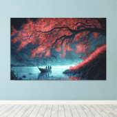 Een boot op een waterlichaam canvas afdruk (Insitu (Houten vloer))