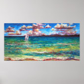 Een boot op het Jamaicaanse Zee Poster (Voorkant)