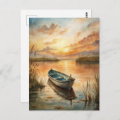 Een boot op het meer briefkaart (Voorkant / Achterkant)