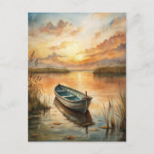 Een boot op het meer briefkaart (Voorkant)