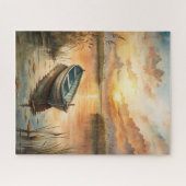 Een boot op het meer legpuzzel (Horizontaal)