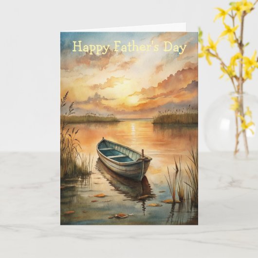 Een boot op het meer van Vaderdag Kaart (Gele Bloem)