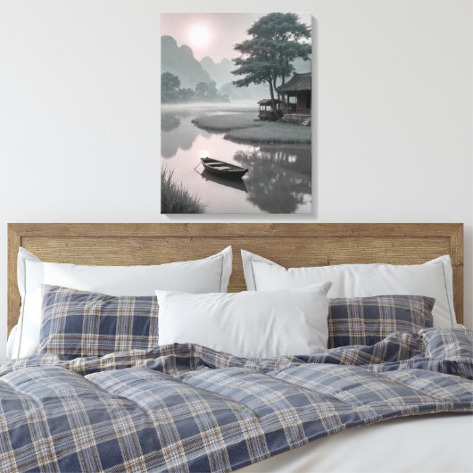 Een boot op het water canvas afdruk (Insitu (Slaapkamer))