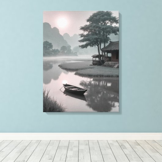 Een boot op het water canvas afdruk (Insitu (Houten vloer))