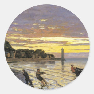 Een boot slepen, Honfleur Ronde Sticker