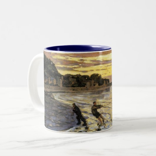 Een boot slepen, Honfleur Tweekleurige Koffiemok (Voorkant links)