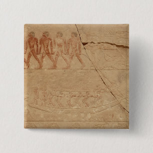 Een boot trekken uit de Mastaba van Mereruka Vierkante Button 5,1 Cm