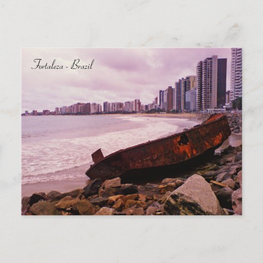 Een bootwrak op het strand. Fortaleza, Brazilië Briefkaart (Voorkant)