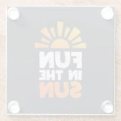 Een bord dat plezier op de zon zegt glazen onderzetter (Achterkant)