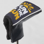 Een bord dat plezier op de zon zegt golfheadcover (3/4 voorkant)