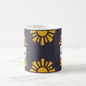 Een bord dat plezier op de zon zegt koffiemok (Center)