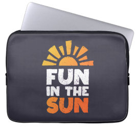 Een bord dat plezier op de zon zegt laptop sleeve