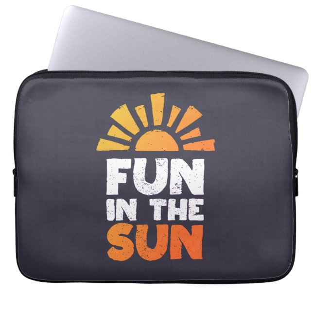 Een bord dat plezier op de zon zegt laptop sleeve (Voorkant)