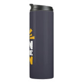 Een bord dat plezier op de zon zegt thermosbeker (Geroteerd rechts)