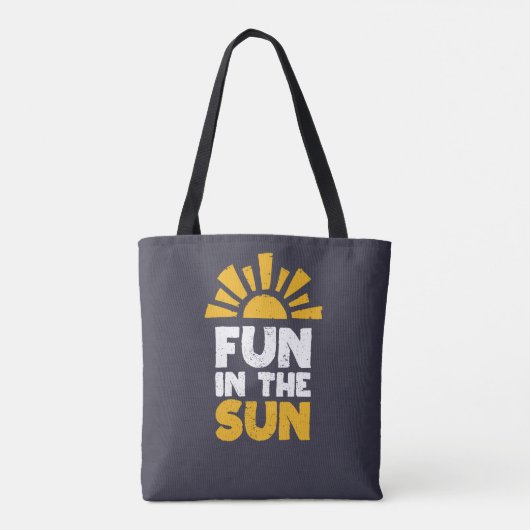 Een bord dat plezier op de zon zegt tote bag (Achterkant)
