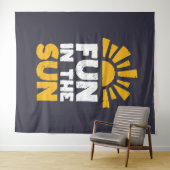 Een bord dat plezier op de zon zegt wandkleed (In Situ (horizontaal))