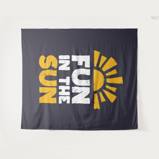 Een bord dat plezier op de zon zegt wandkleed (Voorkant (horizontaal))