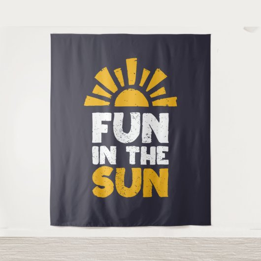 Een bord dat plezier op de zon zegt wandkleed (Voorkant)