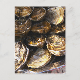 Een bord met oesters. briefkaart