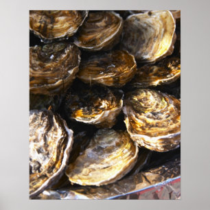 Een bord met oesters. poster