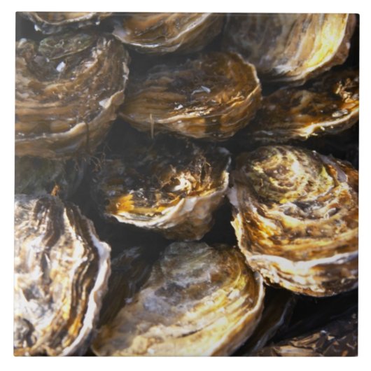 Een bord met oesters. tegeltje (Voorkant)