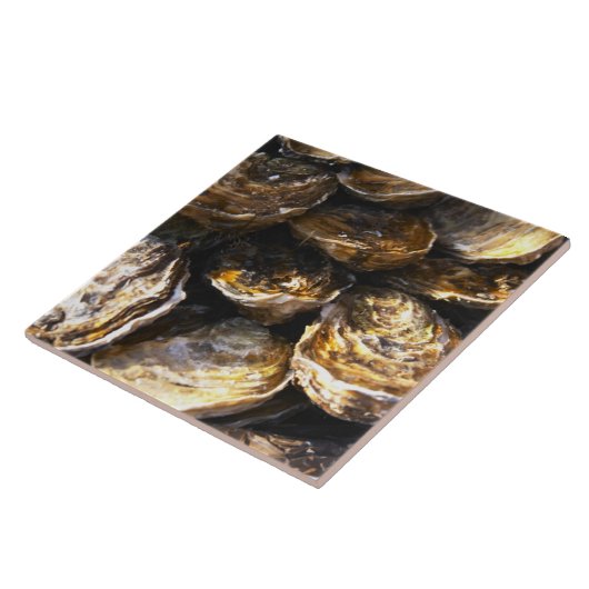 Een bord oesters. tegeltje (Zijkant)