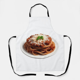 Een Bord Spaghetti Bolognese met kaas op de top Schort