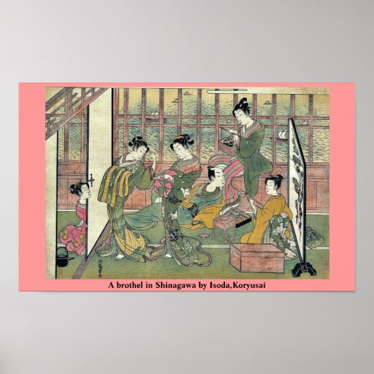 Een bordeel in Shinagawa door Isoda, Koryusai Poster (Voorkant)