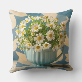 Een bos bloemen gooit kussens