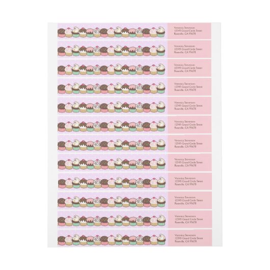 Een bos cupcakes rondom adreslabels (Vel)