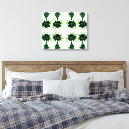 Een bos groene bloemen op een witte achtergrond canvas afdruk (Insitu (Slaapkamer))