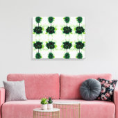 Een bos groene bloemen op een witte achtergrond canvas afdruk (Insitu (Woonkamer))