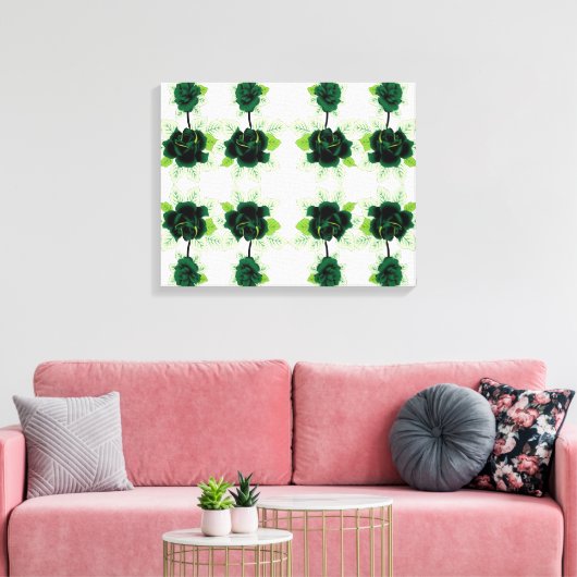 Een bos groene bloemen op een witte achtergrond canvas afdruk (Insitu (Woonkamer))