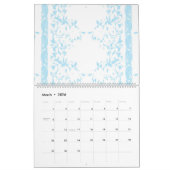Een bos groene bloemen op een witte achtergrond kalender (Mar 2026)