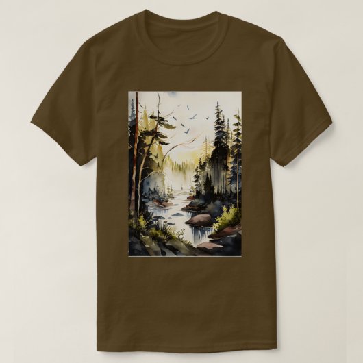 Een bos in de Herfst najaar Waterverf T-shirt (Design voorkant)