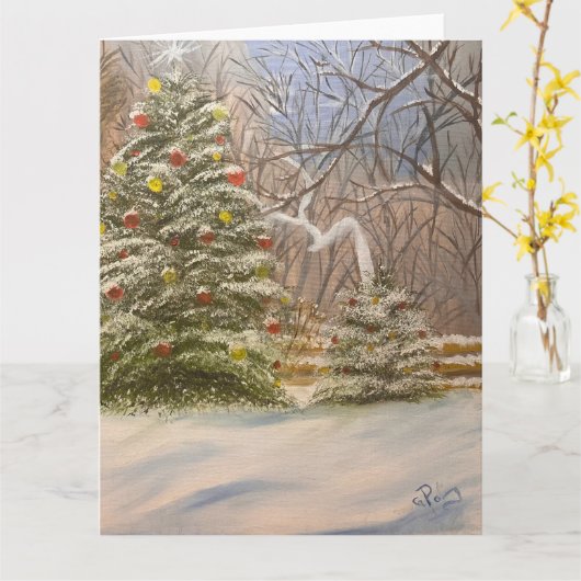 Een bos Kerstmis, door Gary Poling Kaart (Gele Bloem)