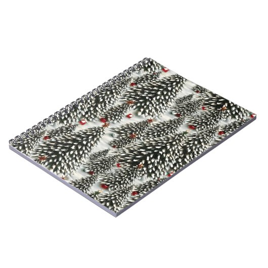 Een bos met sneeuw bedekte kerstbomen notitieboek (Linkerzijde)