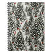Een bos met sneeuw bedekte kerstbomen notitieboek (Voorkant)