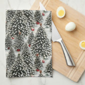 Een bos met sneeuw bedekte kerstbomen theedoek (Quarter Fold)