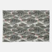 Een bos met sneeuw bedekte kerstbomen theedoek (Horizontaal)