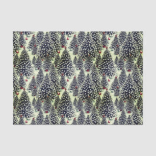 Een bos met sneeuw bedekte kerstbomen tissuepapier